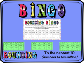 Rounding to the nearest 10 BINGO (numbers up to 10 million)