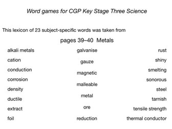 Word models for metals (cgp pp39–40)