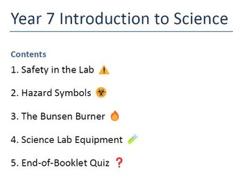 Year 7 Introduction to Science Booklet – Safety, Equipment & Quiz
