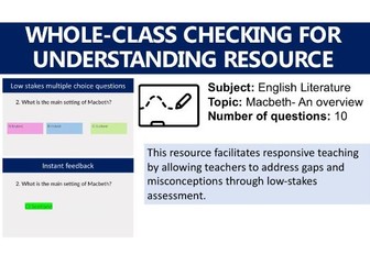 GCSE Macbeth MWB overview quiz