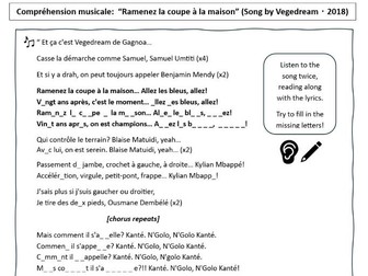 French World Cup song worksheet
