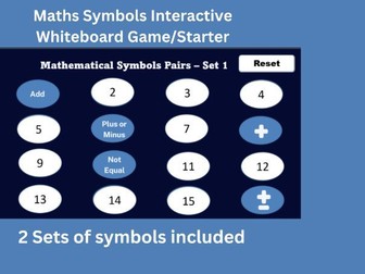 Maths Symbols Interactive Pairs Game/Starter