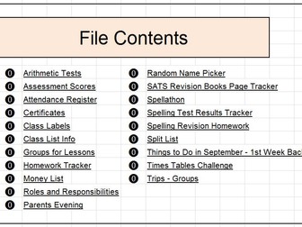 Teacher's Class File - Score Tracker, Class Information, Attendance, Groups, Reward Tracker