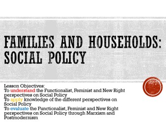 AQA Sociology Families & Households: Social Policy A Level