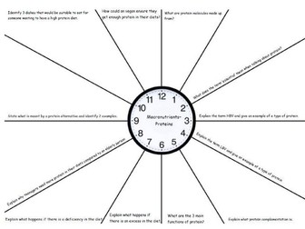 AQA Food Preparation and Nutrition Revision Clocks
