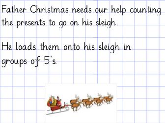 Multiplication Year 2 KS1 - Multiplying by 5 - Word Problems and Reasoning - Christmas Themed