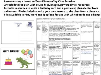KS1 Dinosaur  Literacy plan. Letter Writing 10 lessons.  Dear Dinosaur book. English KS1 letter plan