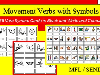 36 Movement Verb Cards with Symbols