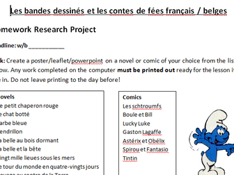 French / Belgian Fairy tales and comics - project homework