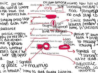 Power and Conflict Poetry Poppies Lesson with language and structural annotations