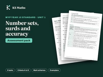 MYP Year 10 Standard Number sets, surds and accuracy assessment pack