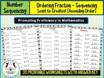 Ordering Fractions – Least to Greatest (Ascending Order) Worksheet Practice Activities