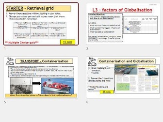 AQA Globalisation - L3 Globalisation Factors (Lesson and Resources).