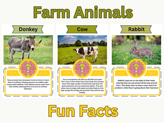 Farm Fun Fact flashcards With Real Photo.