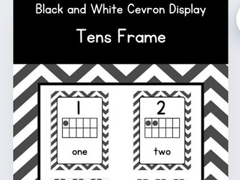 Tens Frame Display: Black and White Chevron Theme