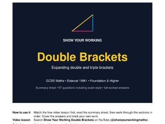 Double Brackets GCSE Maths Revision Pack | Edexcel 1MA1 | Full Worked Answers