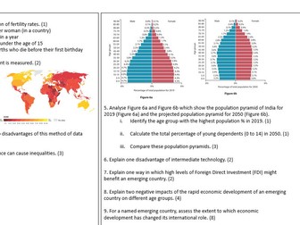 GCSE Geography Edexcel B Revision Booklet with Exam Questions- Topic 2: Development Dynamics