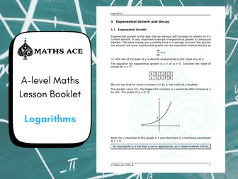 A-level Maths Lesson Booklet: Logarithms + Worked Solutions