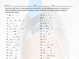 Cheaters and Dishonesty Missing Letters Spanish Worksheet | Teaching