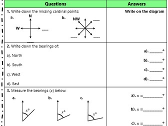 GCSE Maths Bearings Worksheets (Resit)