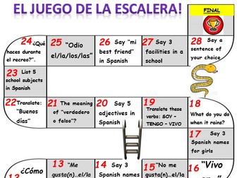 Viva 1 revision or recap game. Juego de la escalera/Snakes and ladders