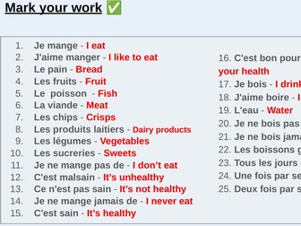 KS3 FR- Healthy/Unhealthy eating