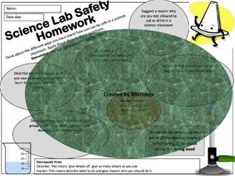 Safety in the Science Classroom Worksheets - Mixed Ability homework