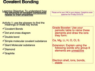Covalent Bonding - GCSE Chemistry Lesson PowerPoint (EDEXCEL)