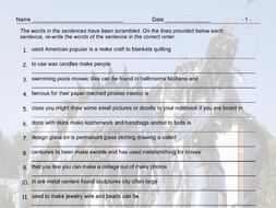 Art Forms Scrambled Sentences Worksheet And Answer Key