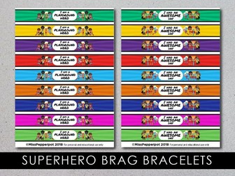 Superhero Brag Bracelets, Superhero Resources, Superhero Rewards, Superhero Theme