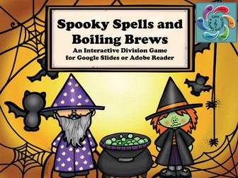 Interactive Math game-Google Slides / Adobe PDF-Division Spooky Spells & Boiling Brews