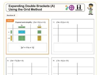 Expanding double brackets using the grid method