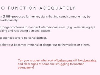 Failure to function adequately lesson (new spec 2027)