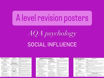 social influence - AQA A level psychology revision posters