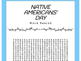 Native Americans' Day word search puzzle worksheet Activity