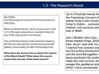 Power and the People GCSE AQA Lesson 3 - The Peasants' Revolt