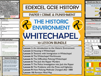 Edexcel GCSE History 1-9 Whitechapel Jack the Ripper 10 Lesson Bundle Crime & Punishment