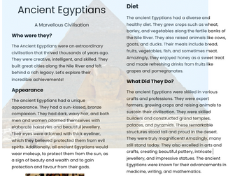 Year 3: Non chronological report ancient Egyptians