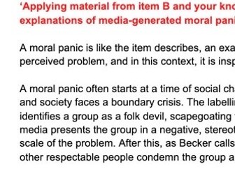 AQA A LEVEL SOCIOLOGY ESSAY - MORAL PANICS (A*)