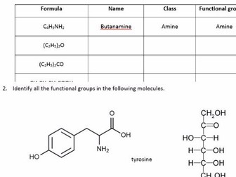 Organic nomenclature and functional group identification homework