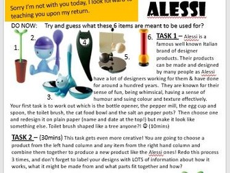 KS3 Design Technology DT - Cover Lesson - Alessi Designing Products