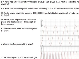 Wave Equation Worksheet (WITH ANSWERS)