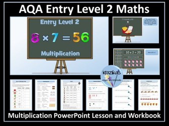 AQA Entry Level 2 Maths -Multiplication - PowerPoint Lesson and Workbook