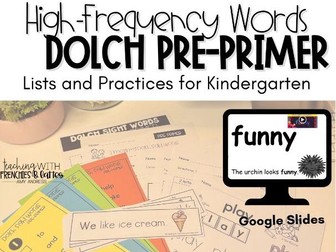 High-Frequency Word Lists and Sight Word Practice Pages| Dolch Pre-Primer