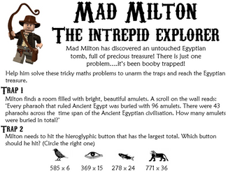 Egyptian themed multiplication problems