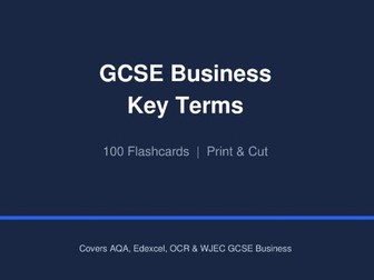 AQA GCSE Business Key Terms Flashcards — 168 Terms | Print, Cut & Use | All Topics Covered