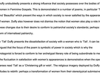 AQA Feminine Gospels Exemplar Answer: The Female Body