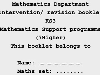 Maths Intervention and/ or revision booklets years 7, 8 and 9