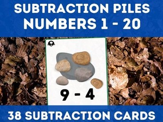 Early Years Outdoor Subtraction Activity - 38 Subtraction Cards