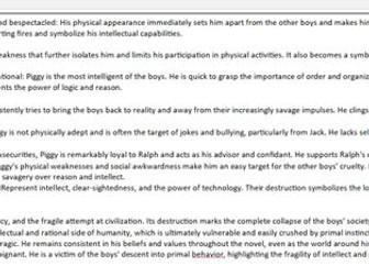 The Lord of the Flies Piggy Knowledge Organiser